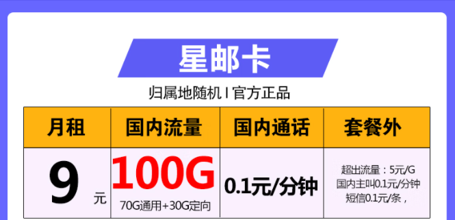 中国电信星邮卡、海角卡、摩羯卡套餐详情介绍 最低仅需9元包100G全国大流量